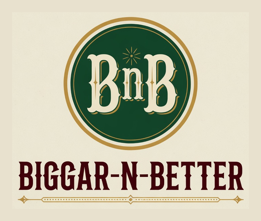 Biggar-N-Better logo: a green BnB seal with gold rings.